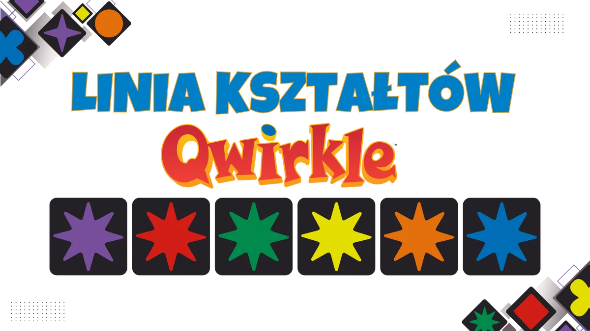 Linia kształtów w Qwirkle: ten sam kształt w sześciu różnych kolorach