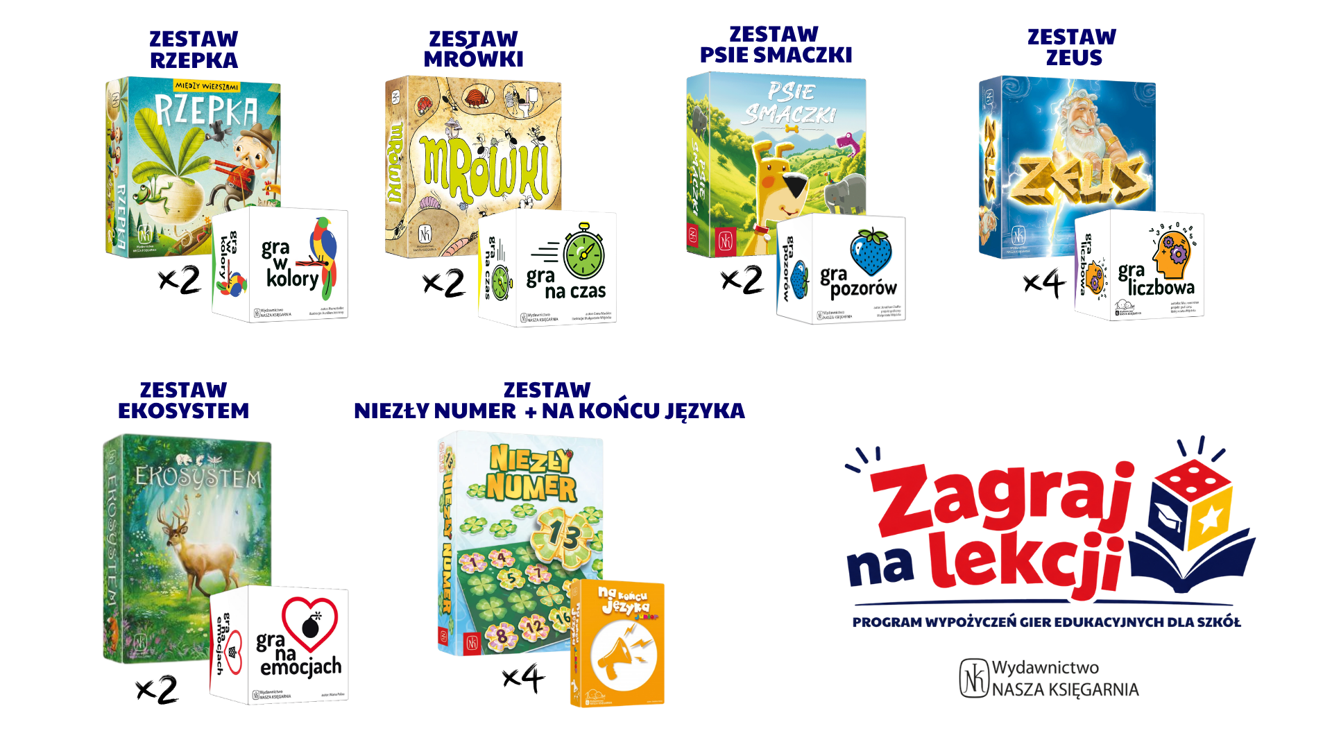 Pakiety gier edukacyjnych dostępne w programie Zagraj na lekcji